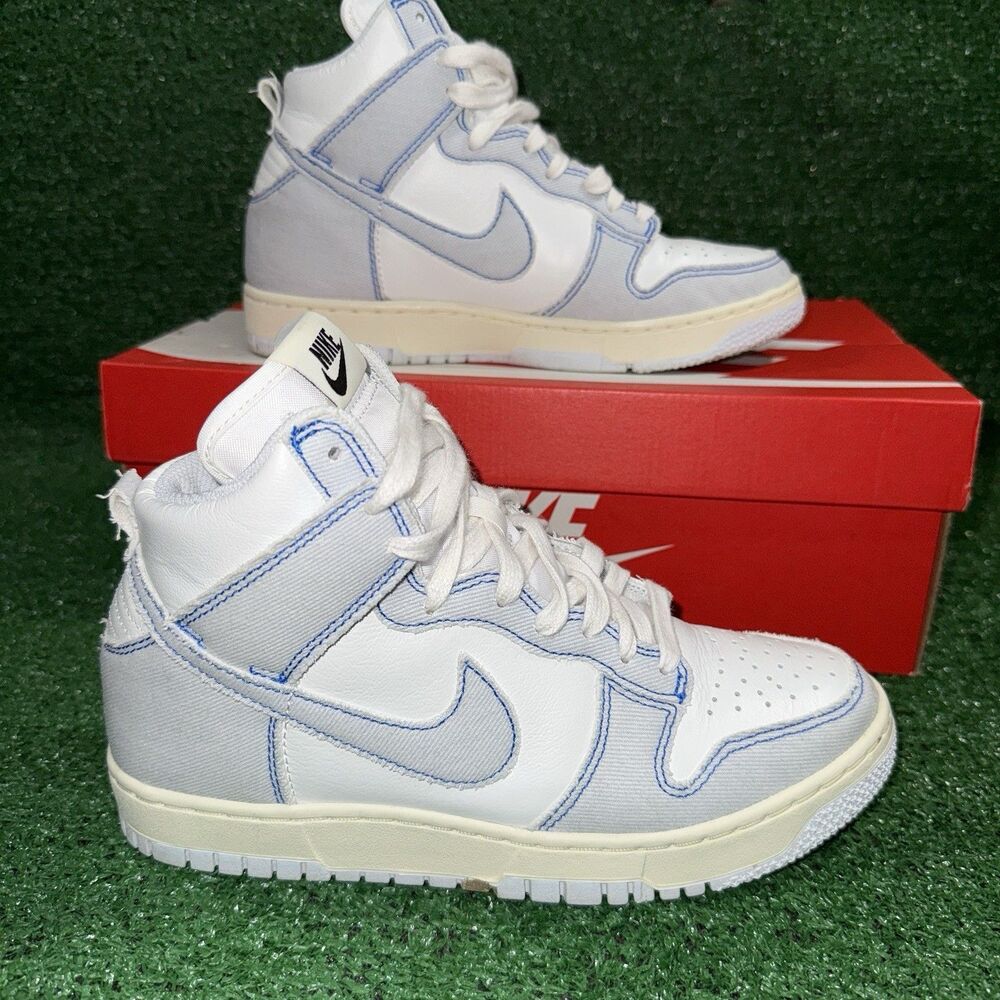 Nike Dunk 1985 High Blue Denim Leather Lt Blue/White Retro DQ8799-101 Men Sz 6 M